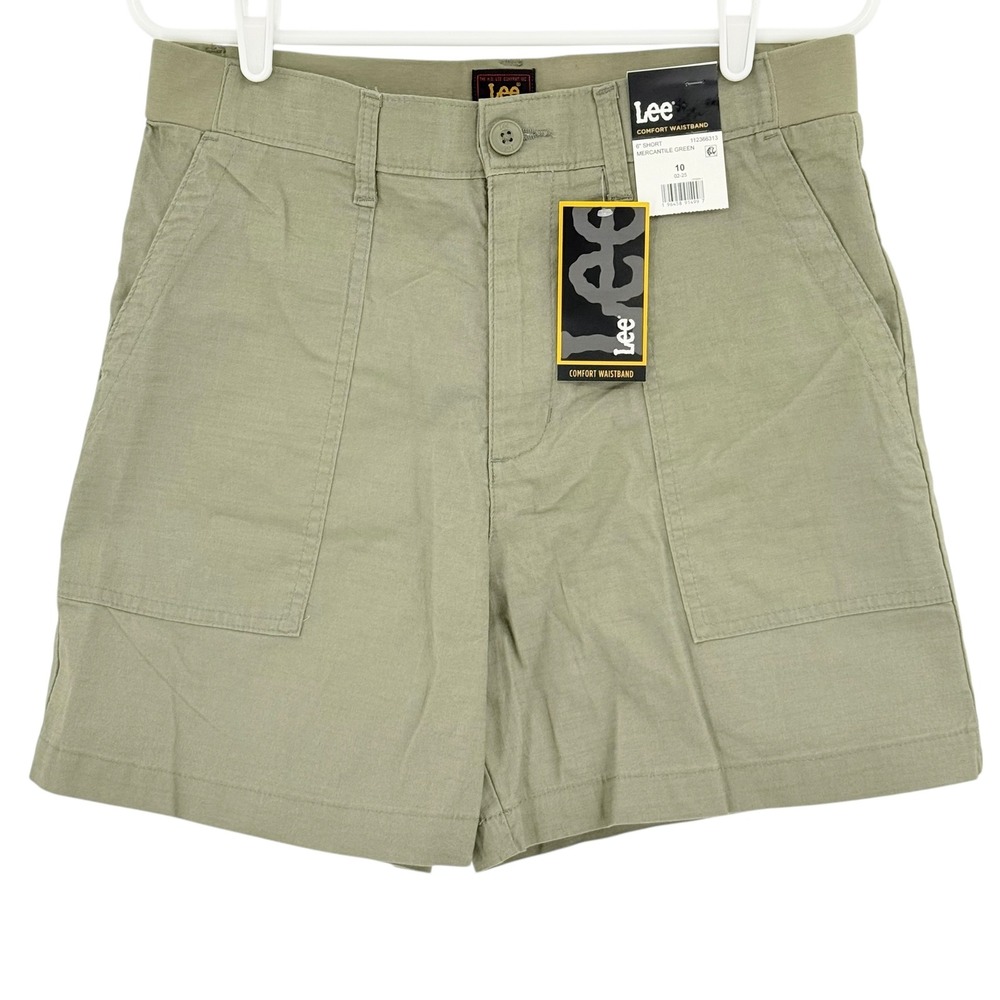 Lee Women's Comfort Waistband 6" Inseam Green Stretch Short Size 10 NWT